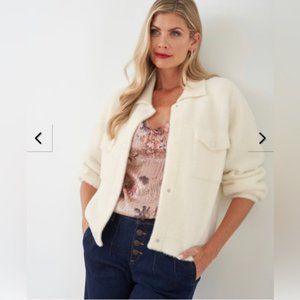 Cleo Fuzzy Plush Ivory Shacket Size XXL